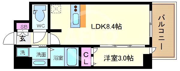 プレサンス難波マジョリティの間取り|プレサンス難波マジョリティ　間取り