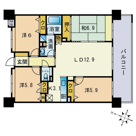 アンピール空港通りⅡの間取り|間取図