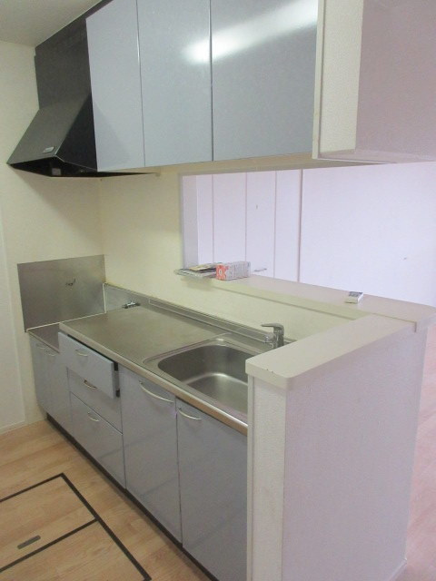 ソレイユ藤塚町のキッチン|上下の収納も豊富なガス２口設置可キッチン
