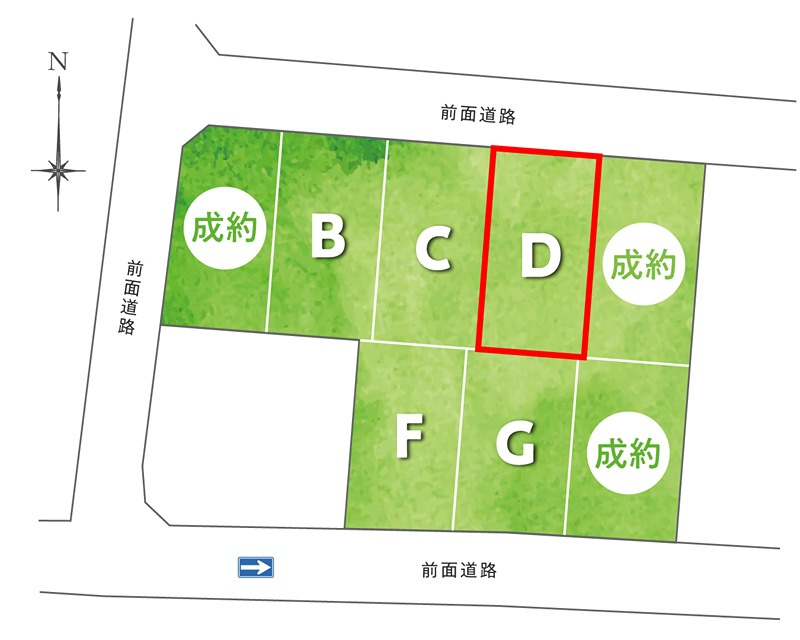 「整形地」高知市高そねD号地　建築条件付き売土地の区画図|残り5区画！