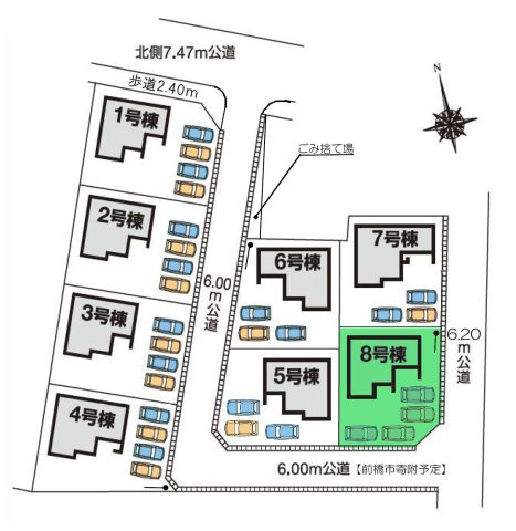 【区画図】 | フォーセール前橋市第5富士見町時沢ー⑧ | 敷地面積60坪以上！開放的な角地に面した敷地！