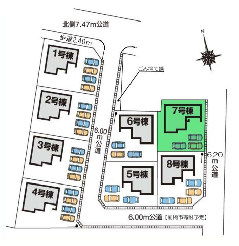 【区画図】 | フォーセール前橋市第5富士見町時沢ー⑦ | 敷地面積60坪以上！