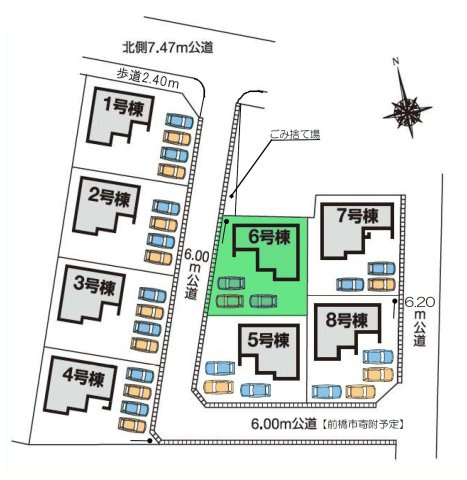 【区画図】 | フォーセール前橋市第5富士見町時沢ー⑥ | 敷地面積60坪以上！