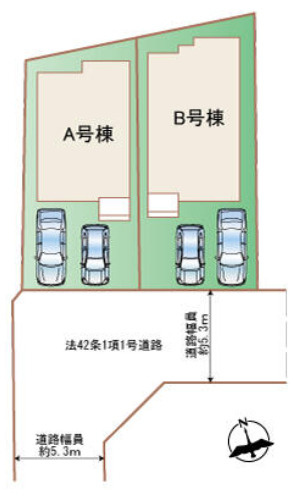 明石市大久保町西嶋1057（全2）B号棟の区画図|B号棟です。