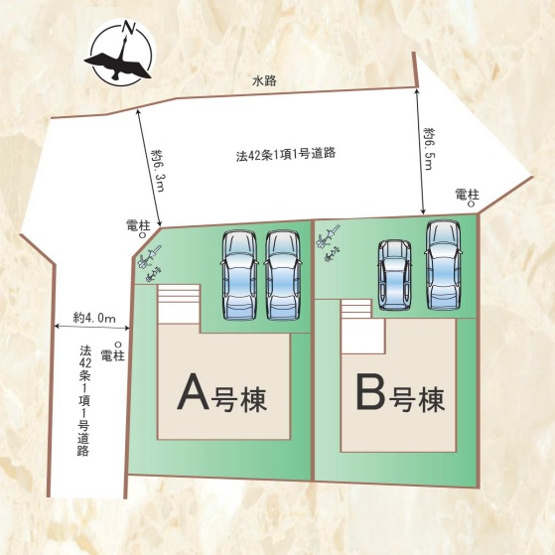 【区画図】 | 福岡市南区老司3丁目　B号棟（全2棟）【仲介手数料無料・0円】 | 区画図です。B号棟