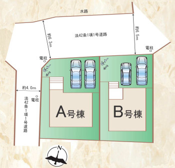 【区画図】 | 福岡市南区老司3丁目　B号棟（全2棟）【仲介手数料無料・0円】 | 区画図です。B号棟
