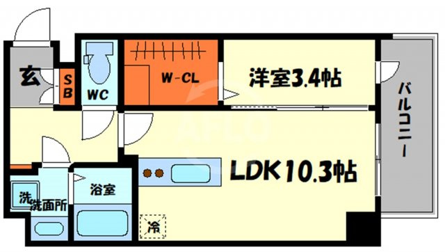 ミラージュパレス天満橋の間取り|ミラージュパレス天満橋　開放感のある間取り
