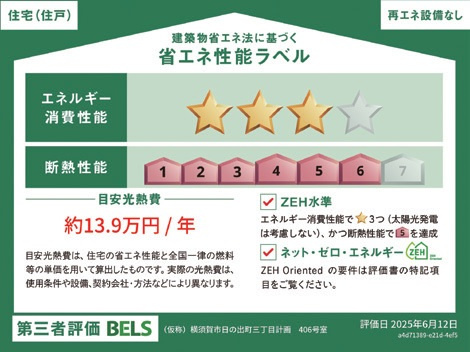 （シニア限定）ヘーベルVillage横須賀うみかぜ公園の省エネ性能ラベル