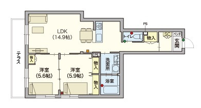 （シニア限定）ヘーベルVillage横須賀うみかぜ公園の間取り|シニアに優しい充実した設備