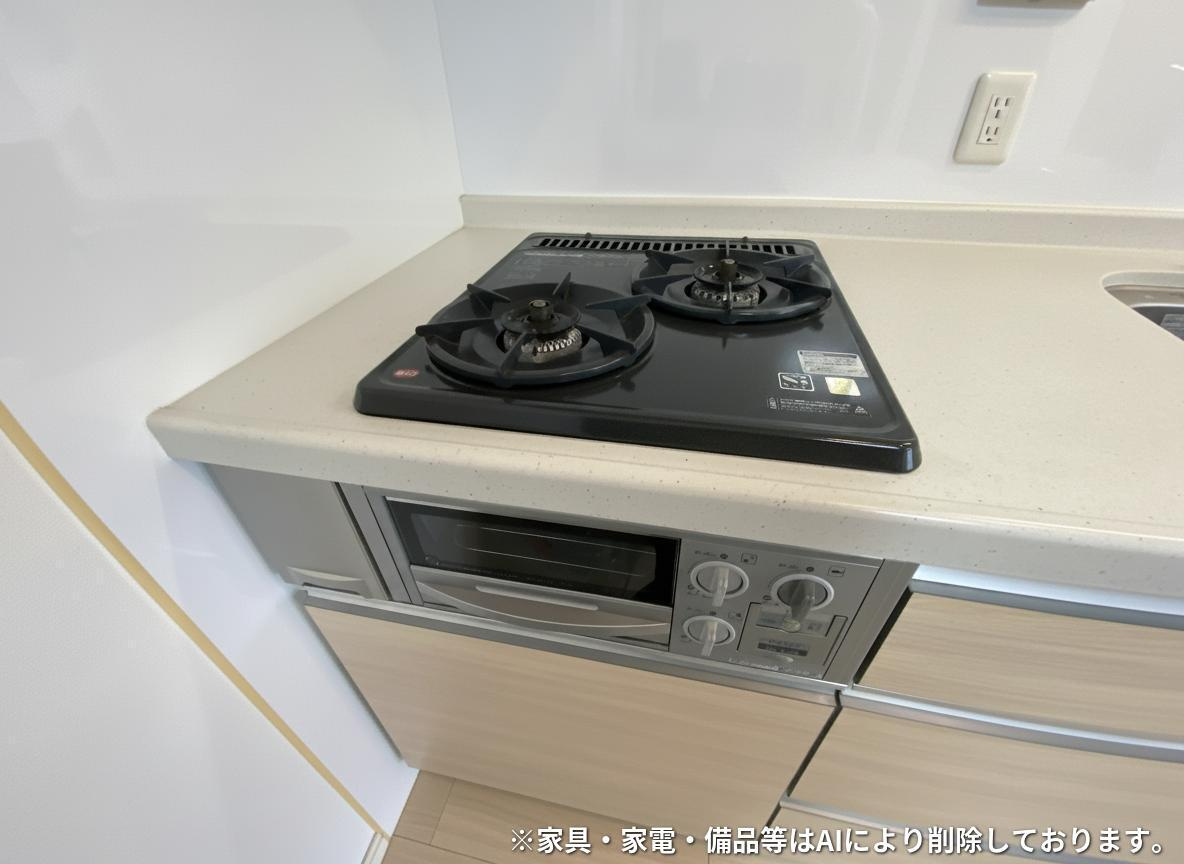 アルファステイツ明石アヴェニューのキッチン|キッチンコンロ　※家具・家電はAIで削除しております。