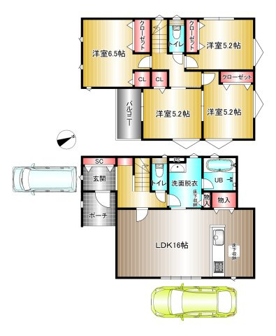 グランフェリディア泉佐野市鶴原　新築戸建の間取り