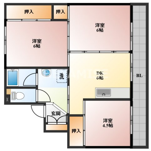 ビレッジハウス寿古3号棟の間取り