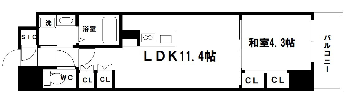 大阪市中央区上本町西５丁目の賃貸マンションの間取り