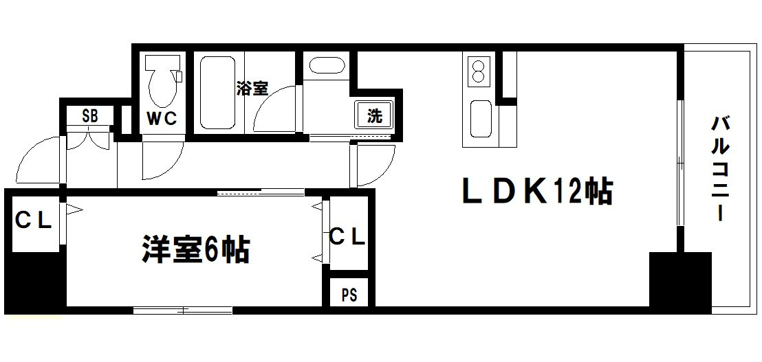 大阪市中央区谷町４丁目の賃貸マンションの間取り
