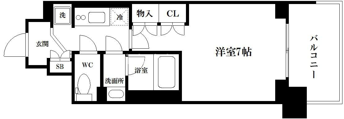 大阪市中央区和泉町１丁目の賃貸マンションの間取り