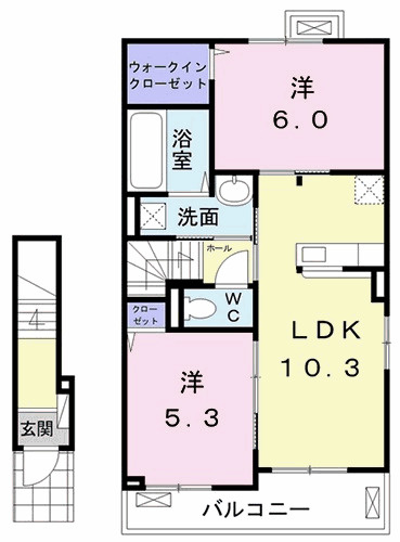 メゾン　ミモザ　Ｄの間取り|間取図