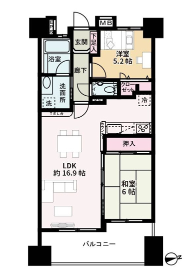 【間取り】 | パルテノン二日市レジデンシャルヒルズ | 南東向きで陽当り◎。室内状態良好で、最低限のお手入れで入居できそうです