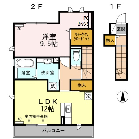 小平市学園西町２丁目のアパートの間取り