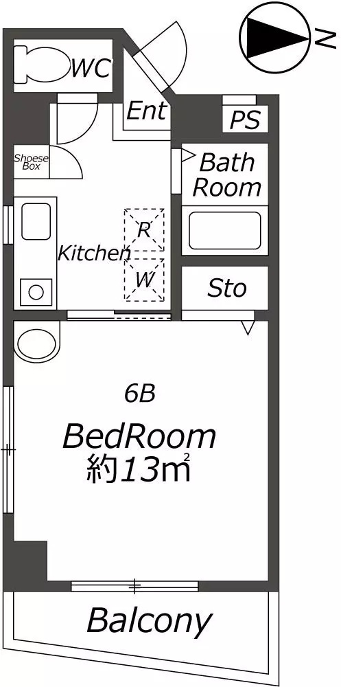 AP474 サンセイハイツ桜山 6Bの間取り|

