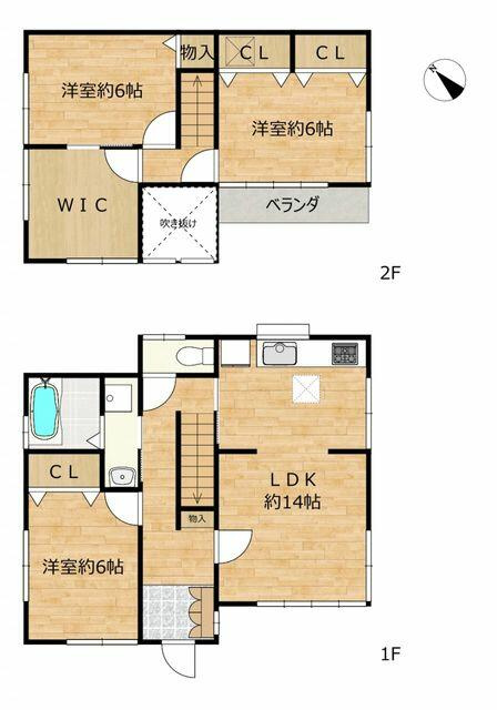 宇都宮市簗瀬町　3ＳＬＤＫ　中古住宅の間取り