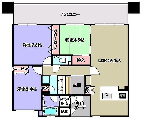 【間取り】 | グラジオ城陽ロマネスク703号