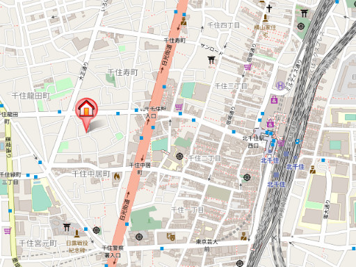 足立区千住中居町のアパートの地図