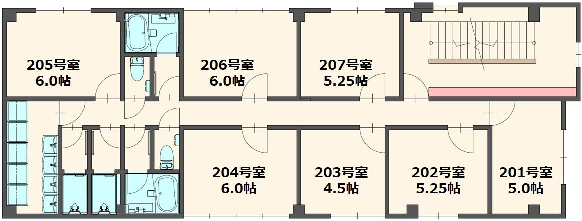 わんにゃんハウス新小岩の間取り|１階には３戸、２階には７戸、３階は６戸の個室があり、J:COMのインターネット回線も各部屋個別に無料