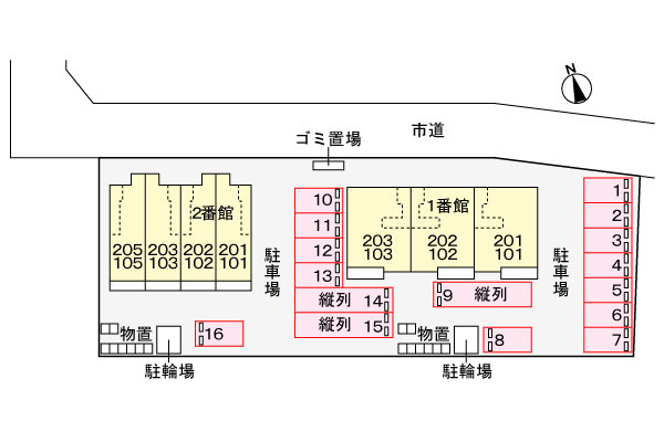 パインコーン　２番館の区画図