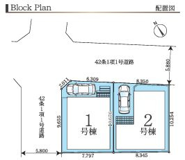 平塚市幸町3期　新築一戸建て　1号棟の区画図|配置図
