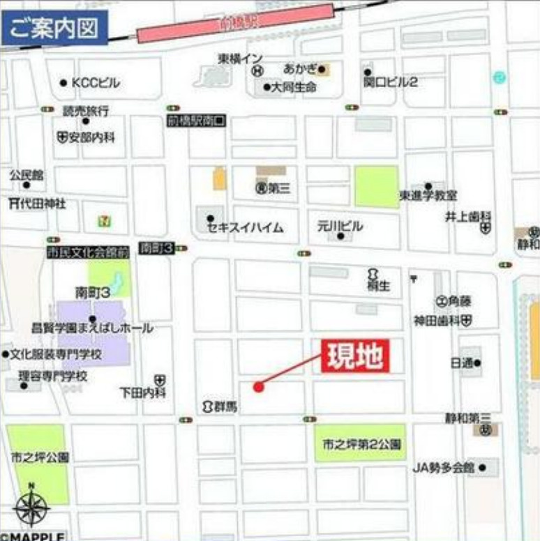 【新築】前橋市南町３丁目　限定１棟　ハートフルタウン　新築建売の地図