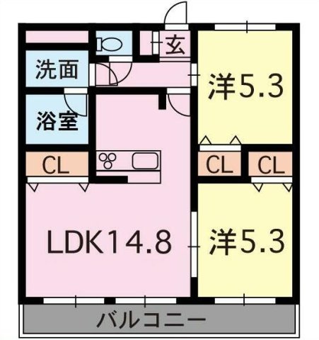 熊本市中央区本山町の賃貸マンションの間取り
