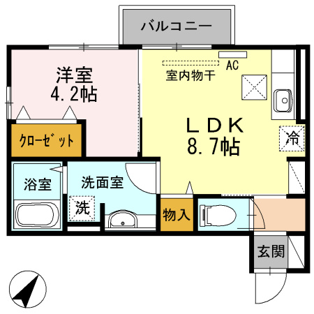 セジュール合川南　A棟の間取り
