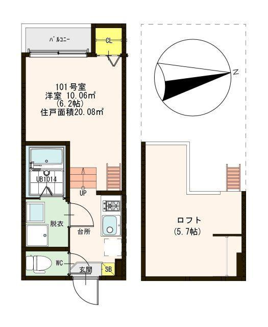大阪市住吉区清水丘２丁目のアパートの間取り