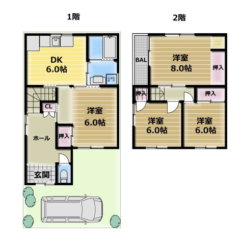 【間取り】 | 大蓮北4丁目貸家