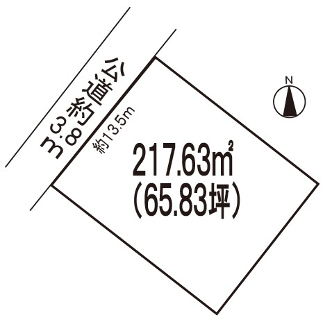 小牧市高根３丁目　売地の土地図|敷地広々！65.83坪。間口約13.5ｍ。