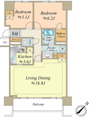 ◇70㎡越えの2LDK住戸