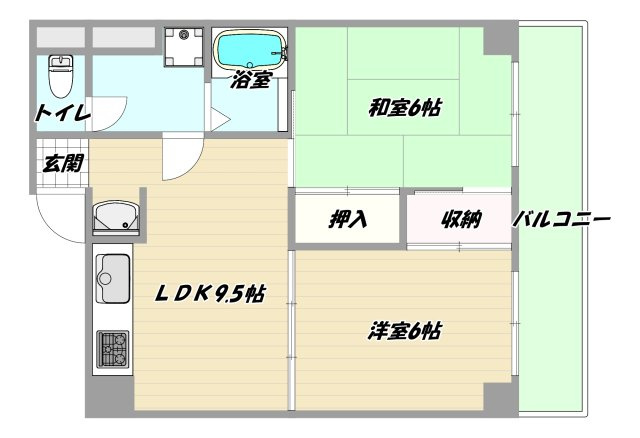 大阪市東淀川区東中島４丁目の賃貸マンションの間取り