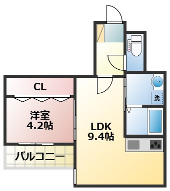 熊本市中央区渡鹿３丁目のアパートの間取り