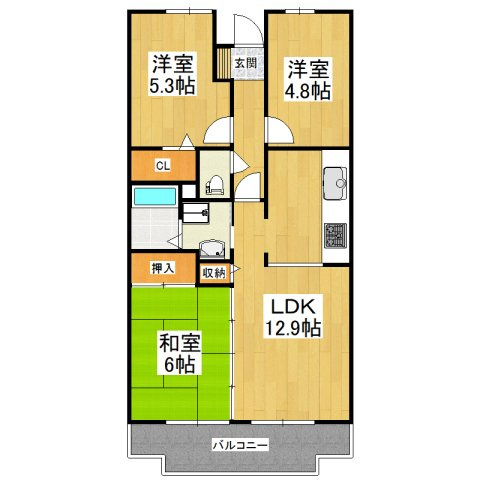【間取り】 | ロジェ長野448　1号棟