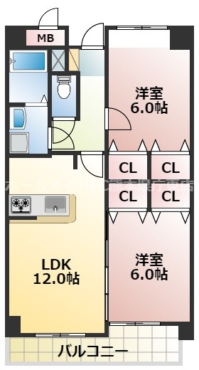熊本市南区御幸西１丁目の賃貸マンションの間取り