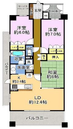 神戸山本通パークホームズの間取り