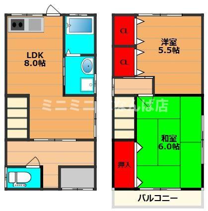 堺市西区家原寺町戸建ての間取り