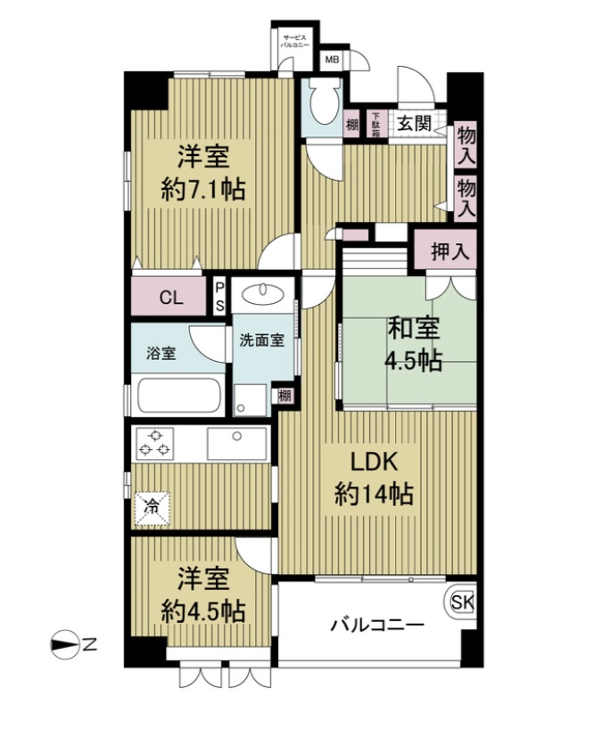 クラウンハイム西田辺の間取り