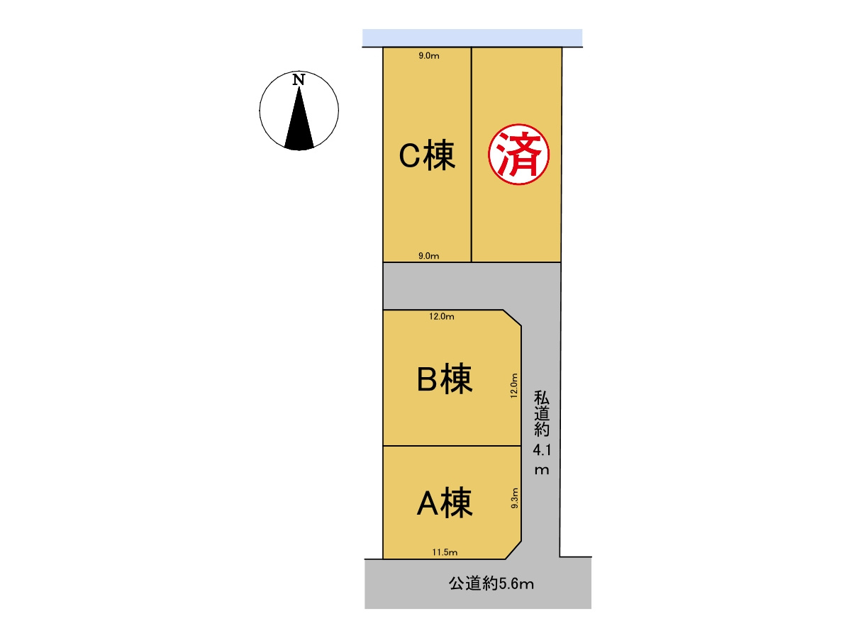 ダイマルタウン　岐阜市中鶉第10　全４区画分譲の区画図|■区画図
■YAMADA電機の　ヤマダ不動産　株式会社リライフ　
いつでもお問合わせ下さい。