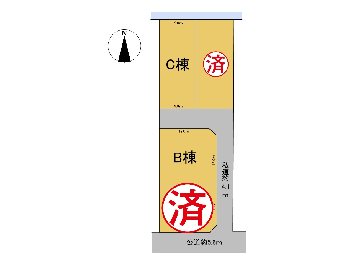 ダイマルタウン　岐阜市中鶉第10　全４区画分譲の区画図|■区画図
■YAMADA電機の　ヤマダ不動産　株式会社リライフ　
いつでもお問合わせ下さい。
