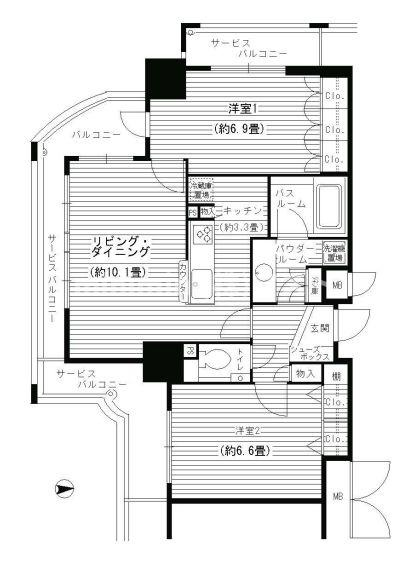 サンメゾン心斎橋セレブリテの間取り