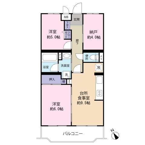 2DK+S：専有面積51.84㎡、バルコニー面積7.19㎡。