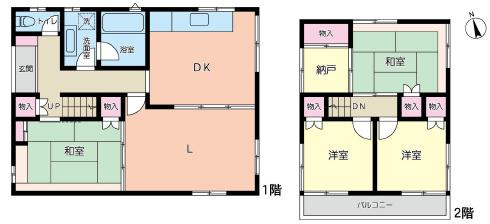 野田市柳沢　中古戸建　昭和53年築の間取り