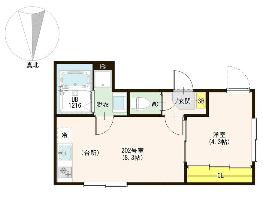 足立区千住関屋町のアパートの間取り