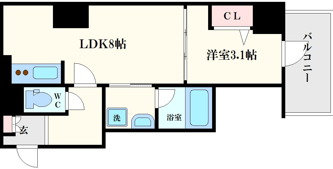 大阪市中央区東心斎橋２丁目の賃貸マンションの間取り